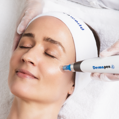 20FEB_story Kopf einer Frau die gerade eine Aqua Facial Behandlung erhält
